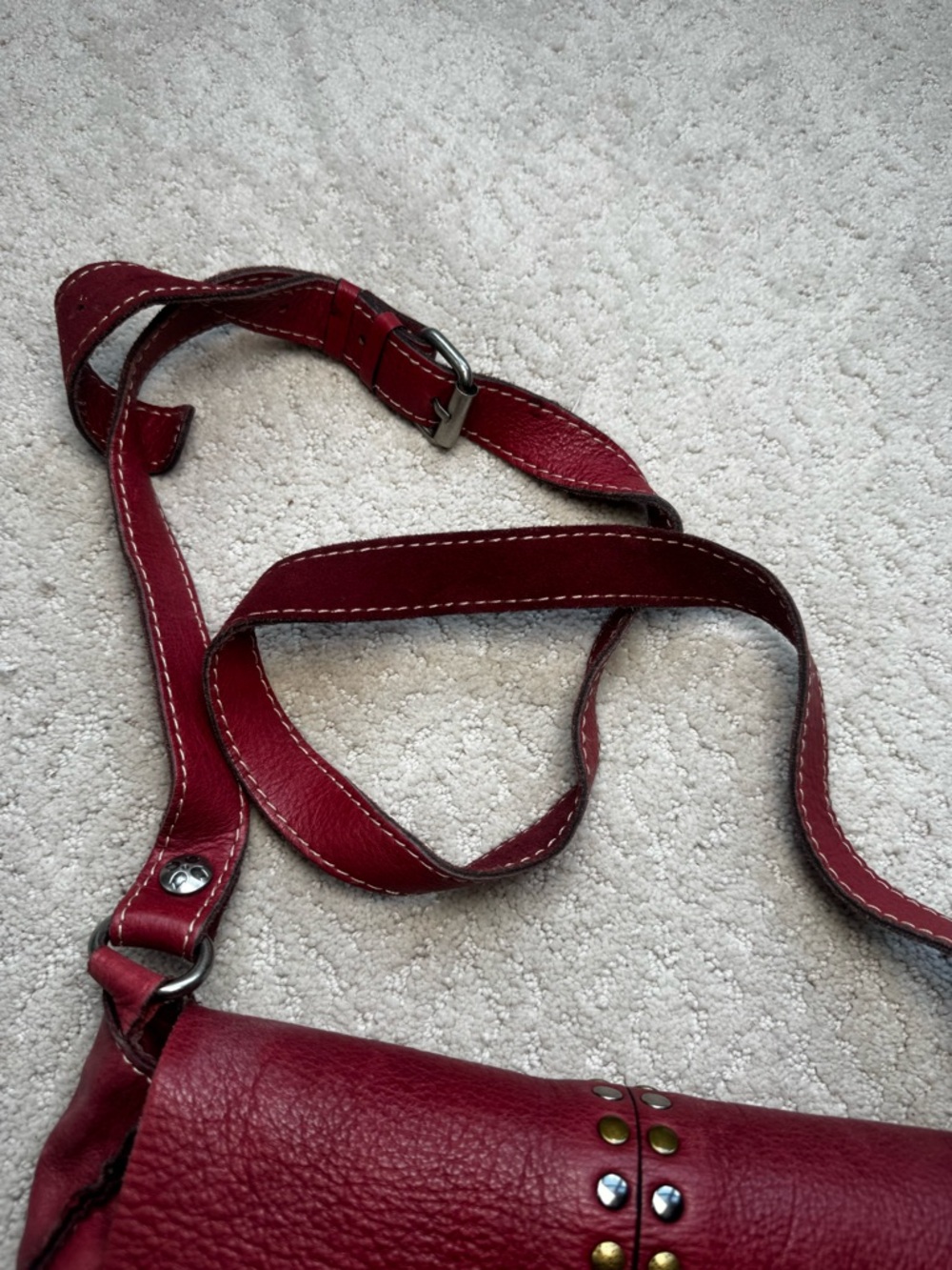 Patricia Nash Red Leather Studded Crossbody Bag - Picture 10 of 10